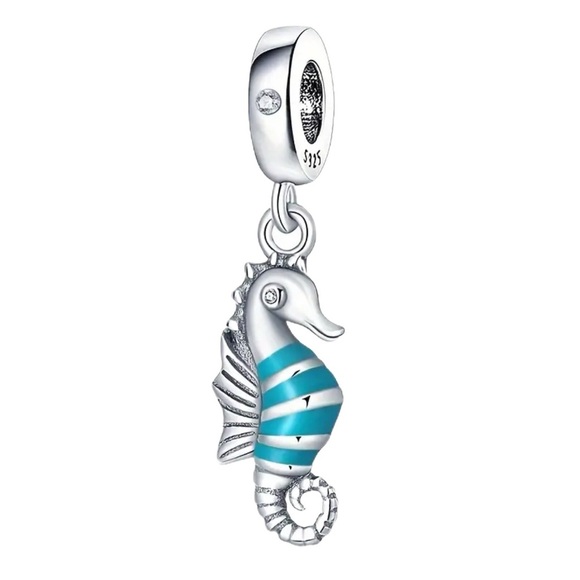 Gorgeous 925 Sterling Silver and Blue Seahorse Charm - NWT - Picture 1 of 2